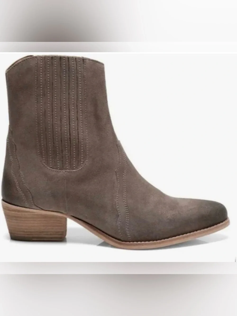 Free People New Frontier Western Chelsea Boots Washed Taupe Suede Women's 8